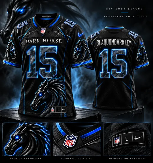 Dark Horse champion jersey, front and back, with name and number
